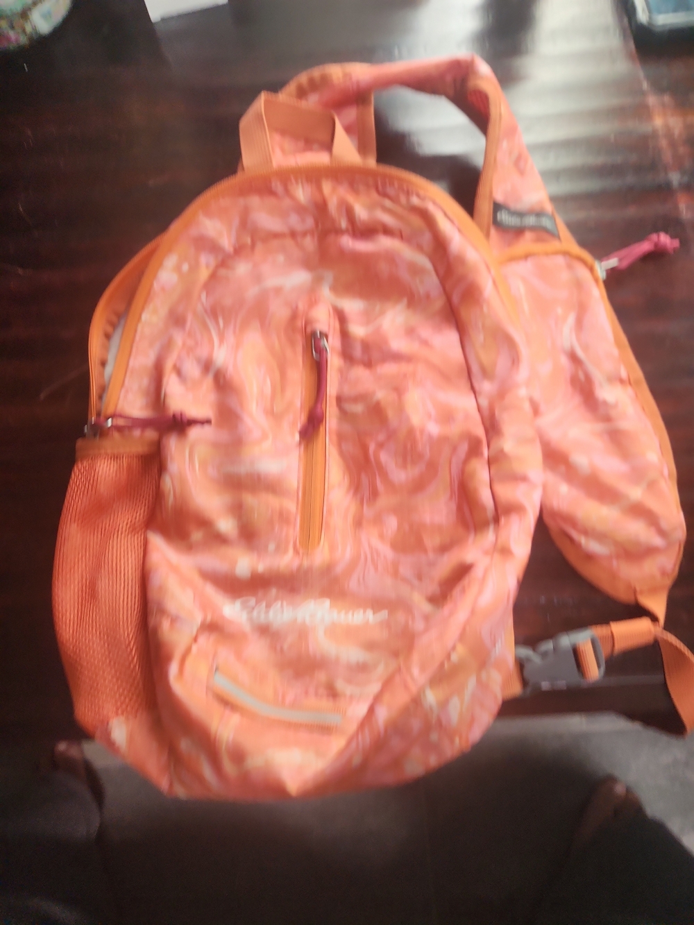 Eddie Bauer Orange Patterned Stowaway 10L Backpack